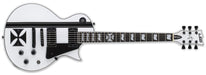 ESP LTD James Hetfield Iron Cross Electric Guitar Snow White with Stripes Graphic - L.A. Music - Canada's Favourite Music Store!