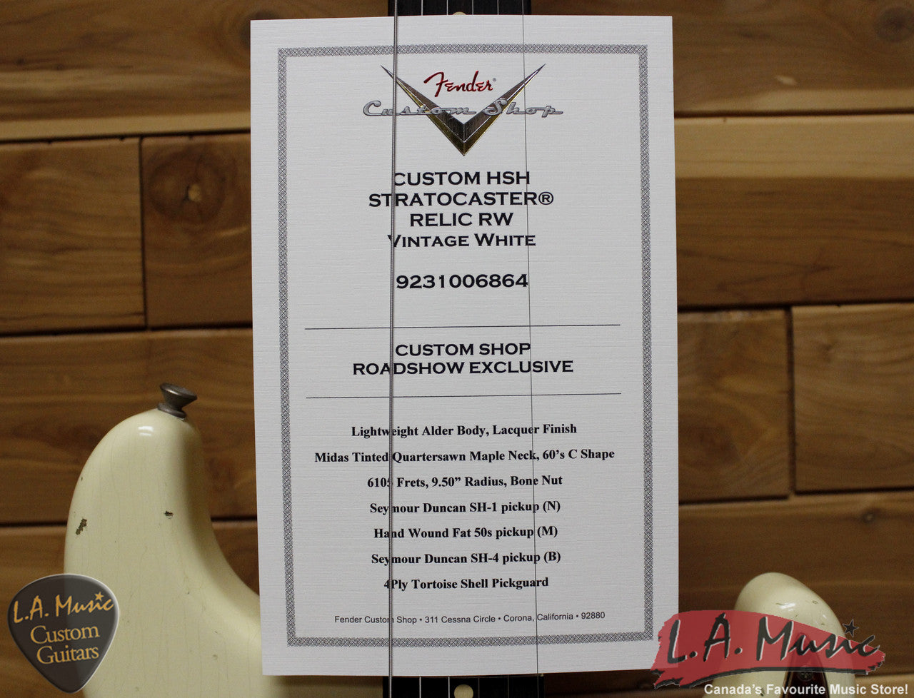Fender Custom Shop Custom Strat REL HSH RW - VWT 9231006864 - L.A. Music - Canada's Favourite Music Store!