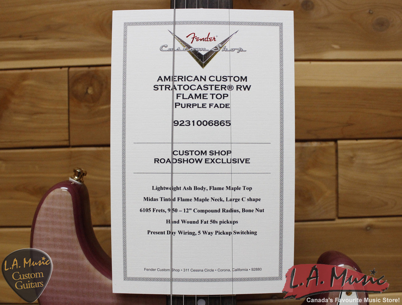 Fender Custom Shop American Custom Stratocaster Rosewood Flame Top Purple Fade 9231006865 - L.A. Music - Canada's Favourite Music Store!