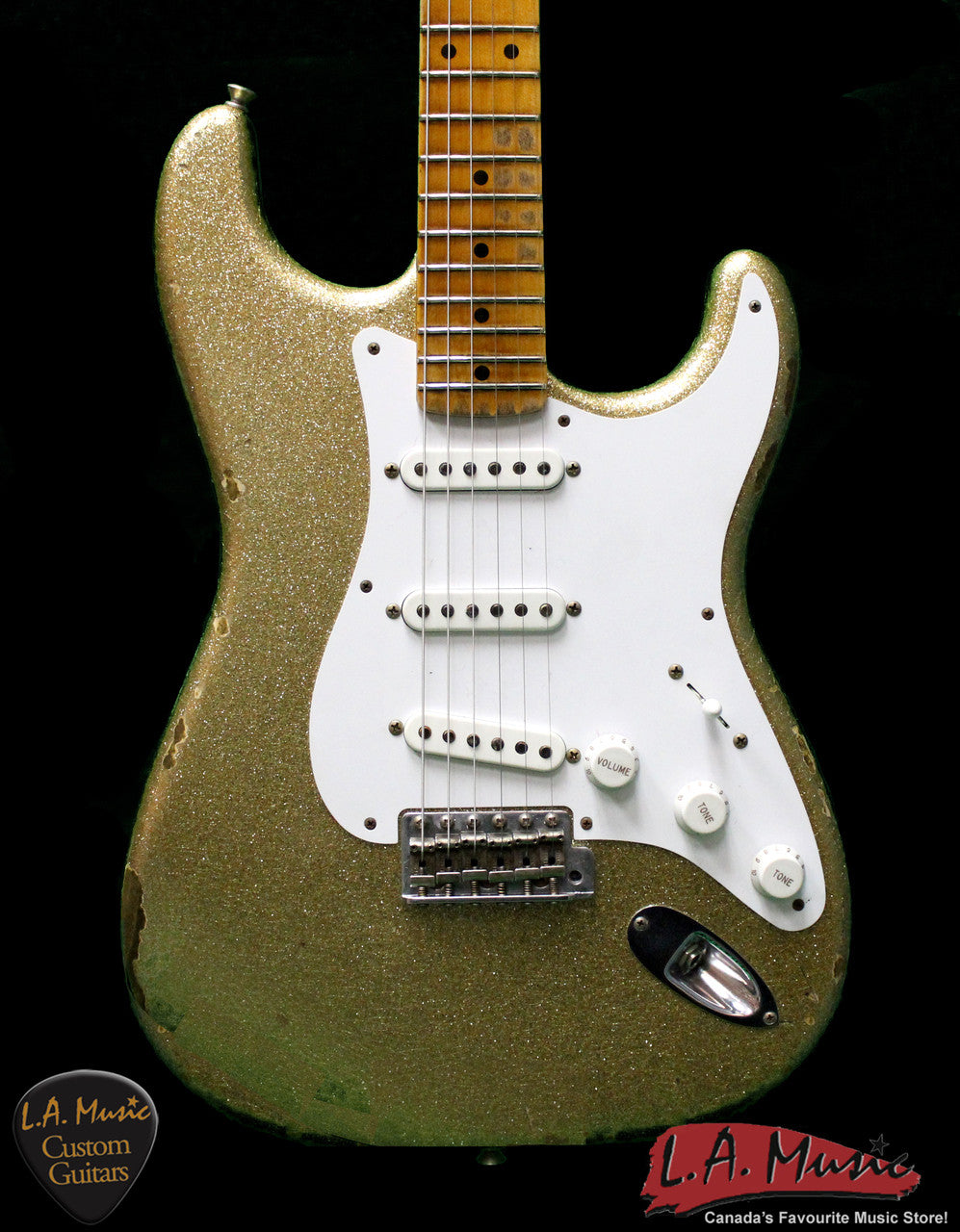 Fender Custom Shop 1954 Heavy Relic Stratocaster Gold Sparkle 9230054818 - Serial Number XN2516 - L.A. Music - Canada's Favourite Music Store!