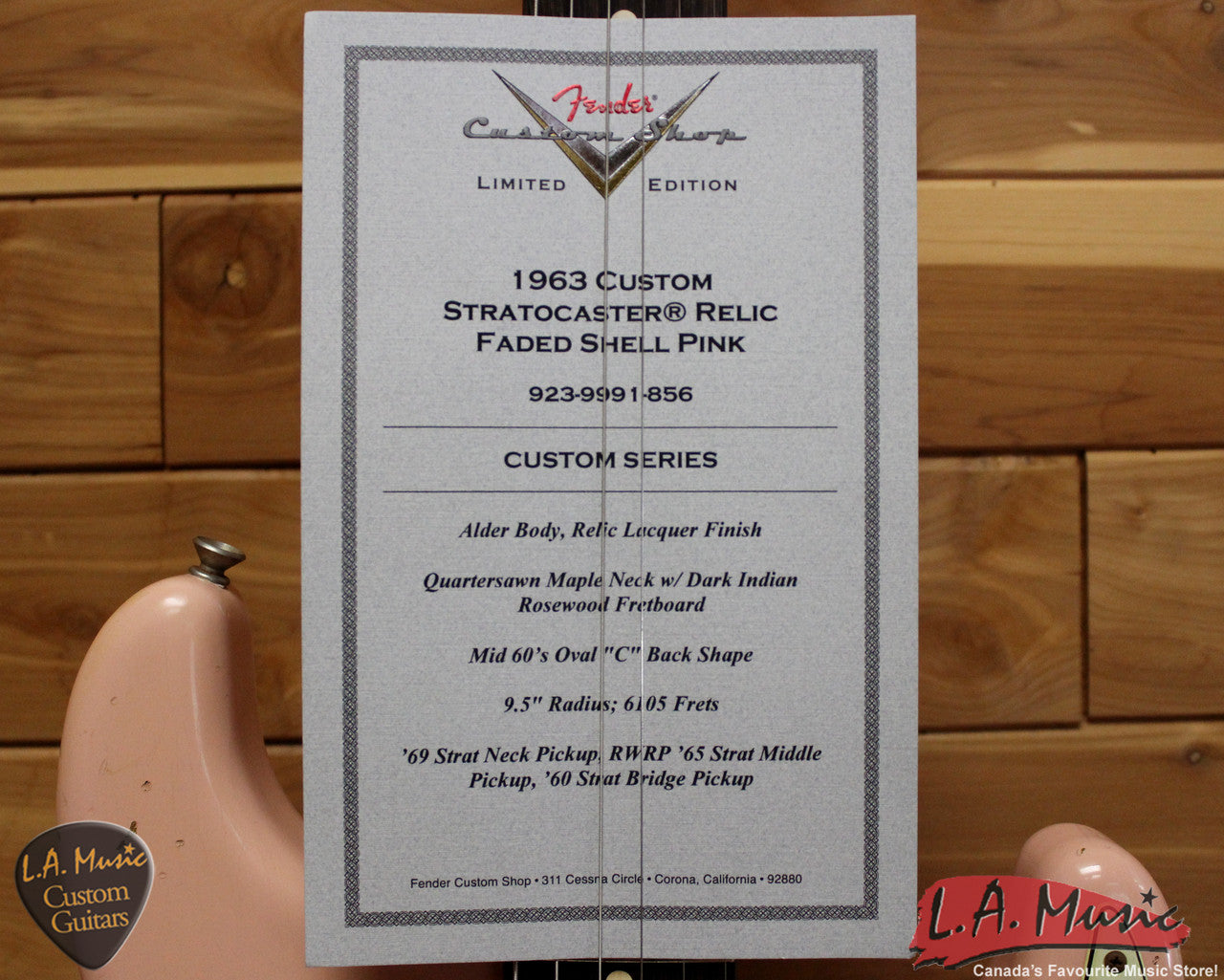 Fender Custom Shop '63 Stratocaster - Faded Shell Pink 9239991856 - L.A. Music - Canada's Favourite Music Store!
