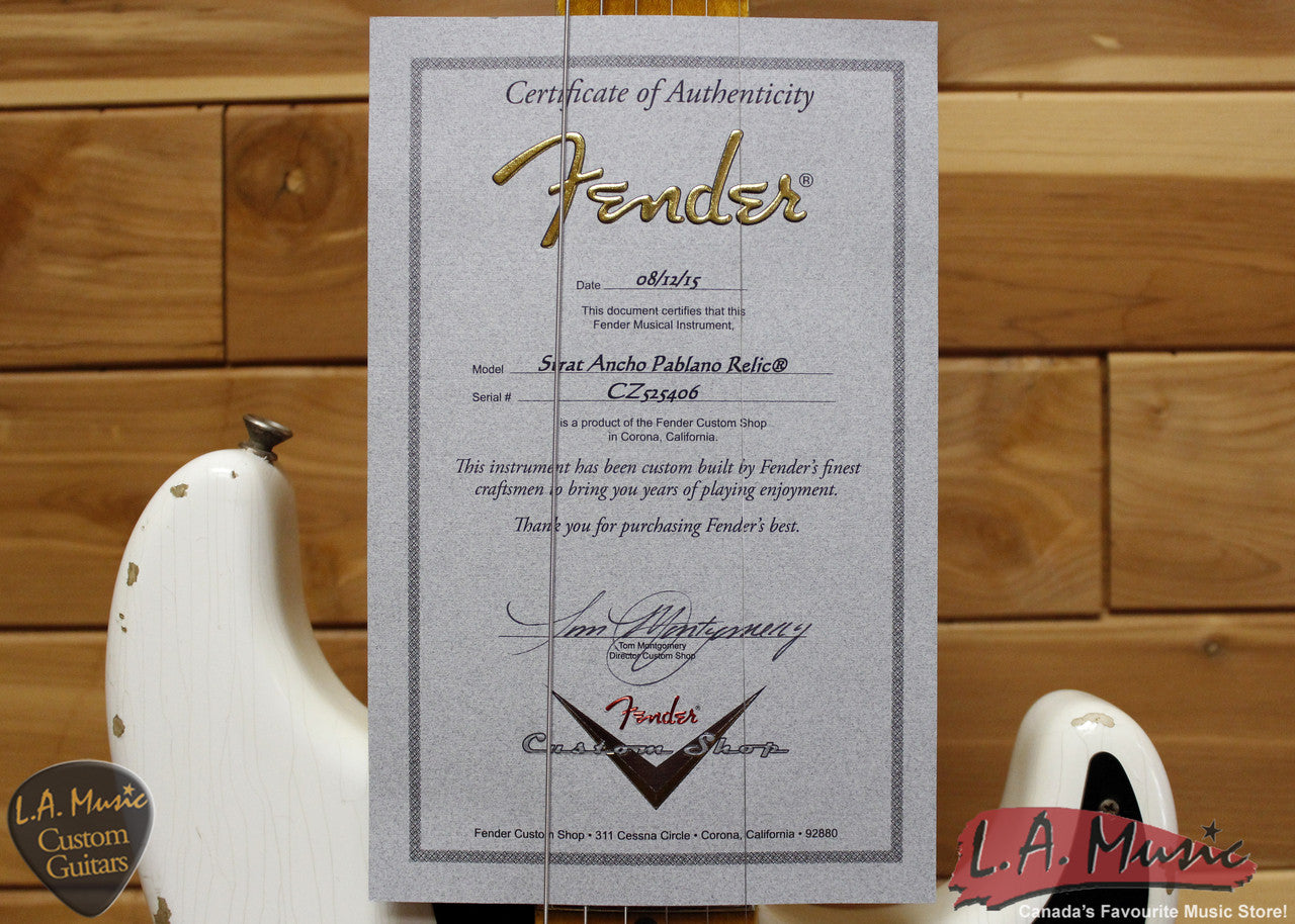 Fender Custom Shop Stratocaster Ancho Poblano Stratocaster White Blonde - 1558902801 - Serial Number - CZ525406 - L.A. Music - Canada's Favourite Music Store!