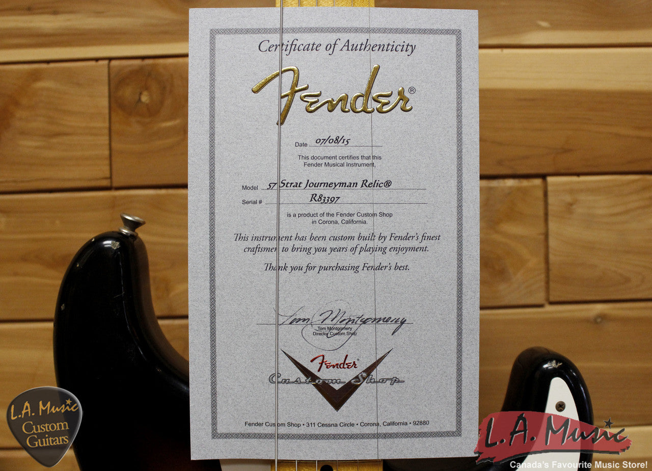 Fender Custom Shop 1957 Stratocaster Journeyman Relic Maple Neck 2-Tone Sunburst - 9230010803 - Serial Number - R83397 - L.A. Music - Canada's Favourite Music Store!
