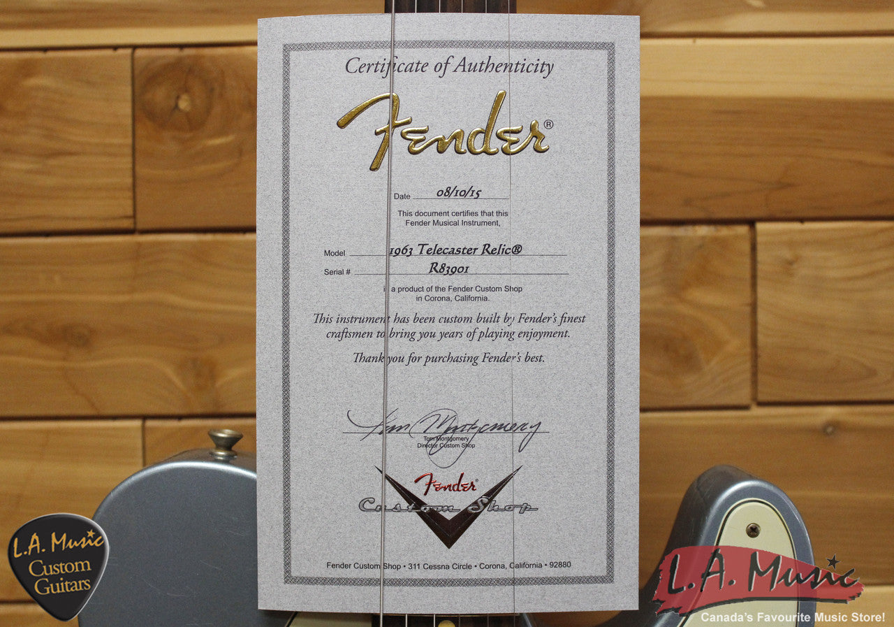 Fender Custom Shop 1963 Telecaster Relic Blue Ice Metallic - 1550630883 - Serial Number - R83901 - L.A. Music - Canada's Favourite Music Store!