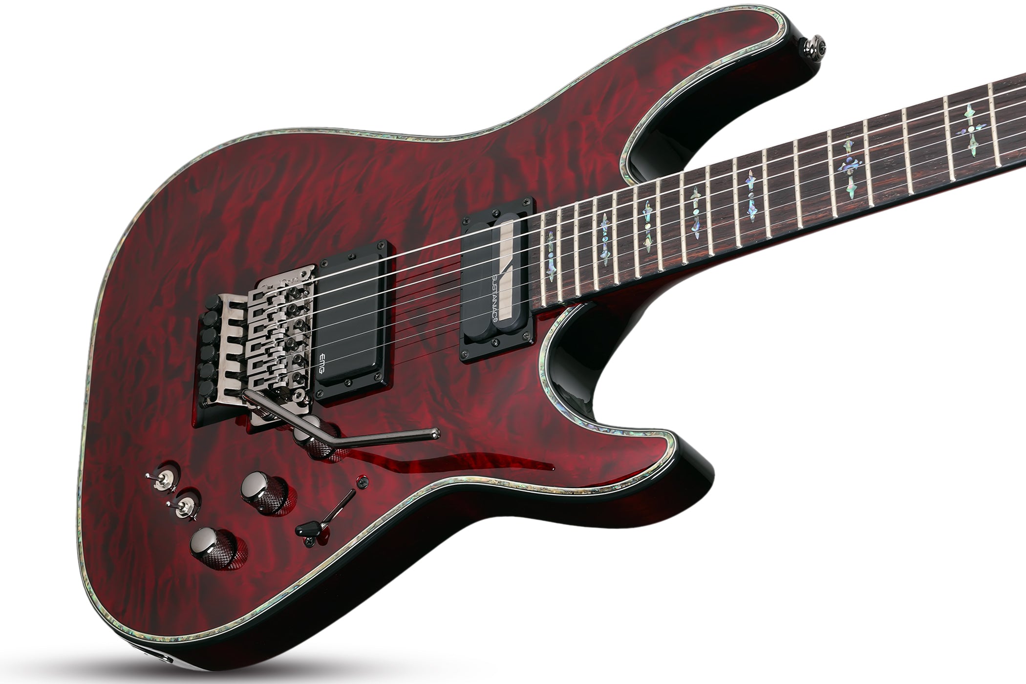 Schecter Hellraiser Series HR-C-1-FR-S-BCH Black Cherry Guitar with FR and Sustainiac and EMG 81 1826-SHC