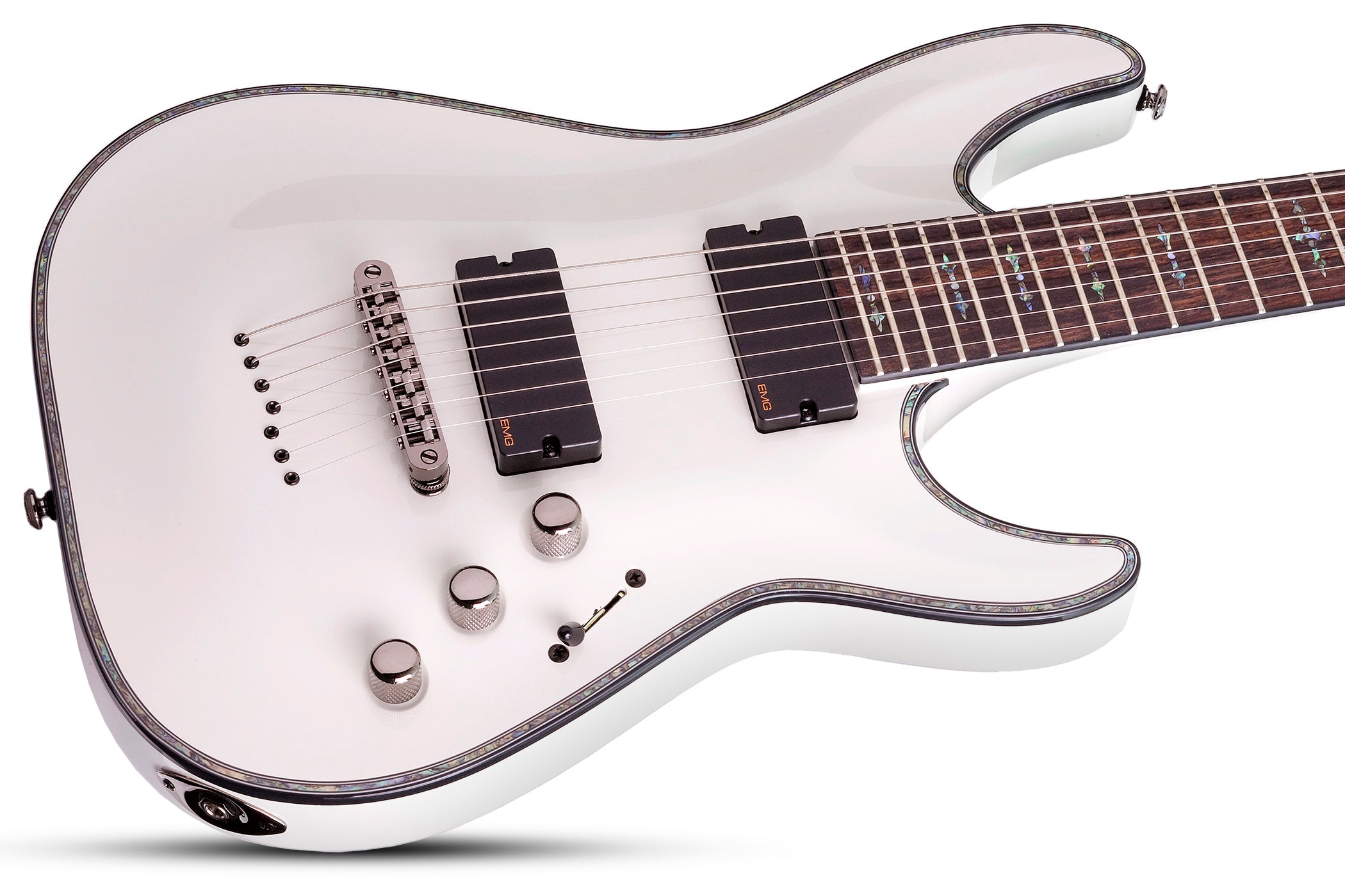 Schecter HR-C-7-WHT Hellraiser Gloss White 7 String Guitar with EMG 707TW Pickups 1810-SHC