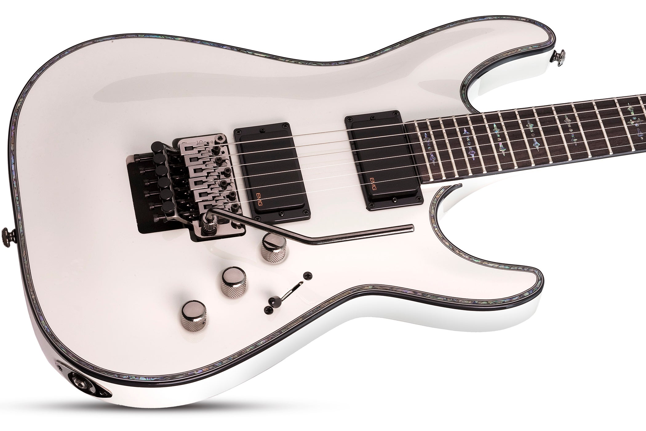 Schecter HR-C-1-FR-WHT Gloss White Guitar with Floyd Rose and EMG 81TW 89 1809-SHC