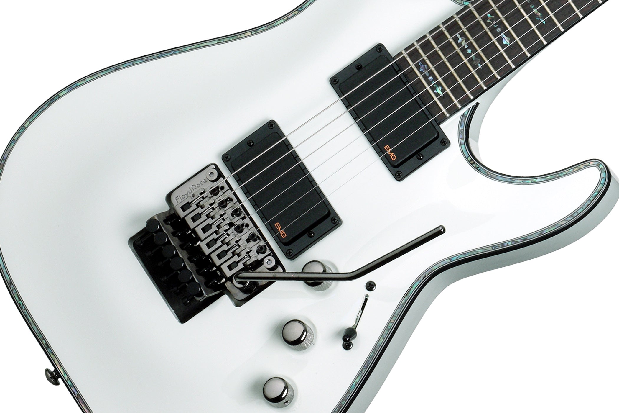 Schecter HR-C-1-FR-WHT Gloss White Guitar with Floyd Rose and EMG 81TW 89 1809-SHC