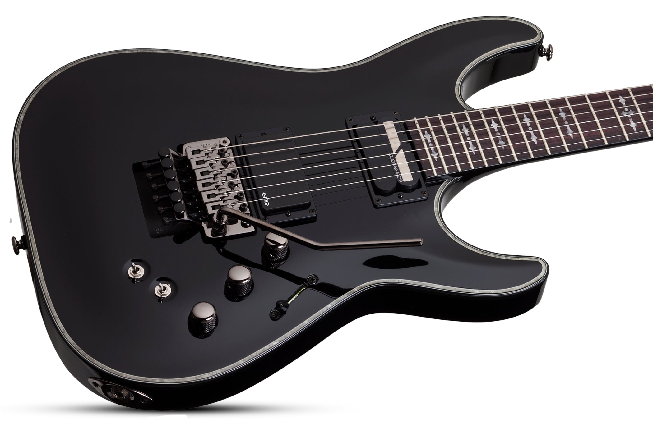 Schecter HR-C-1-FR-S-BLK Gloss Black Guitar with FR and Sustainiac and EMG 81 1827-SHC