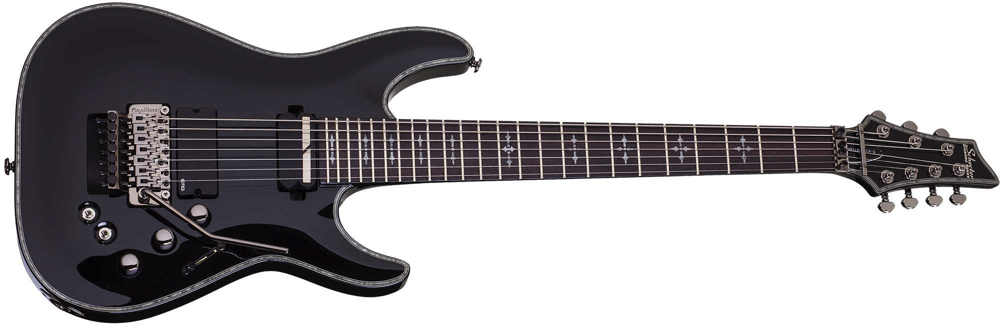 Schecter C 7 FR Hellraiser S BLK Gloss Black 7 String Guitar with FR a