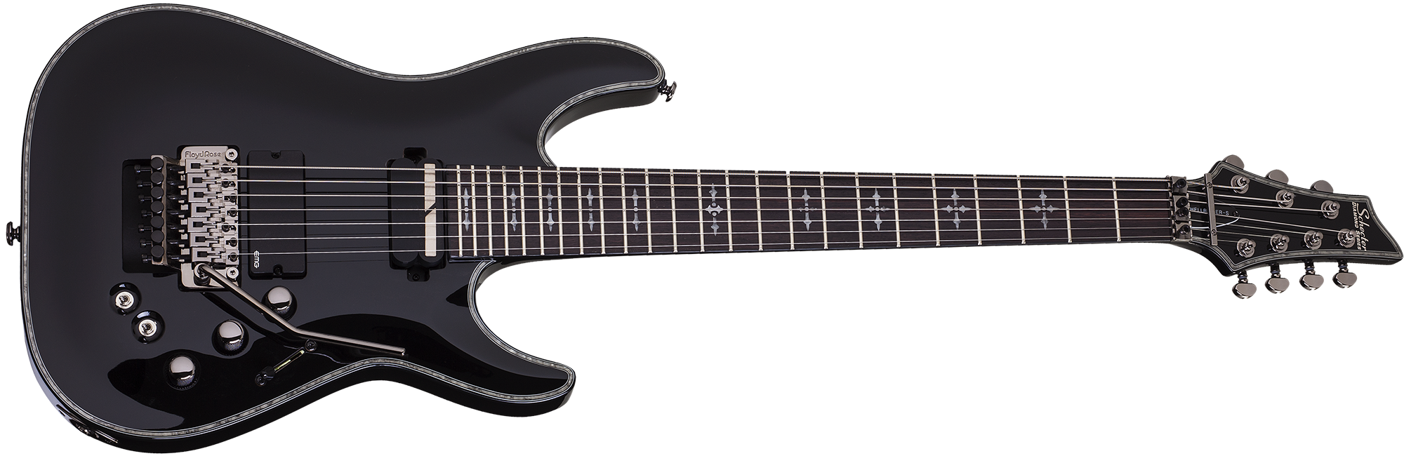Schecter C 7 FR Hellraiser S BLK Gloss Black 7 String Guitar with FR and Sustainiac and EMG 81 1830-SHC
