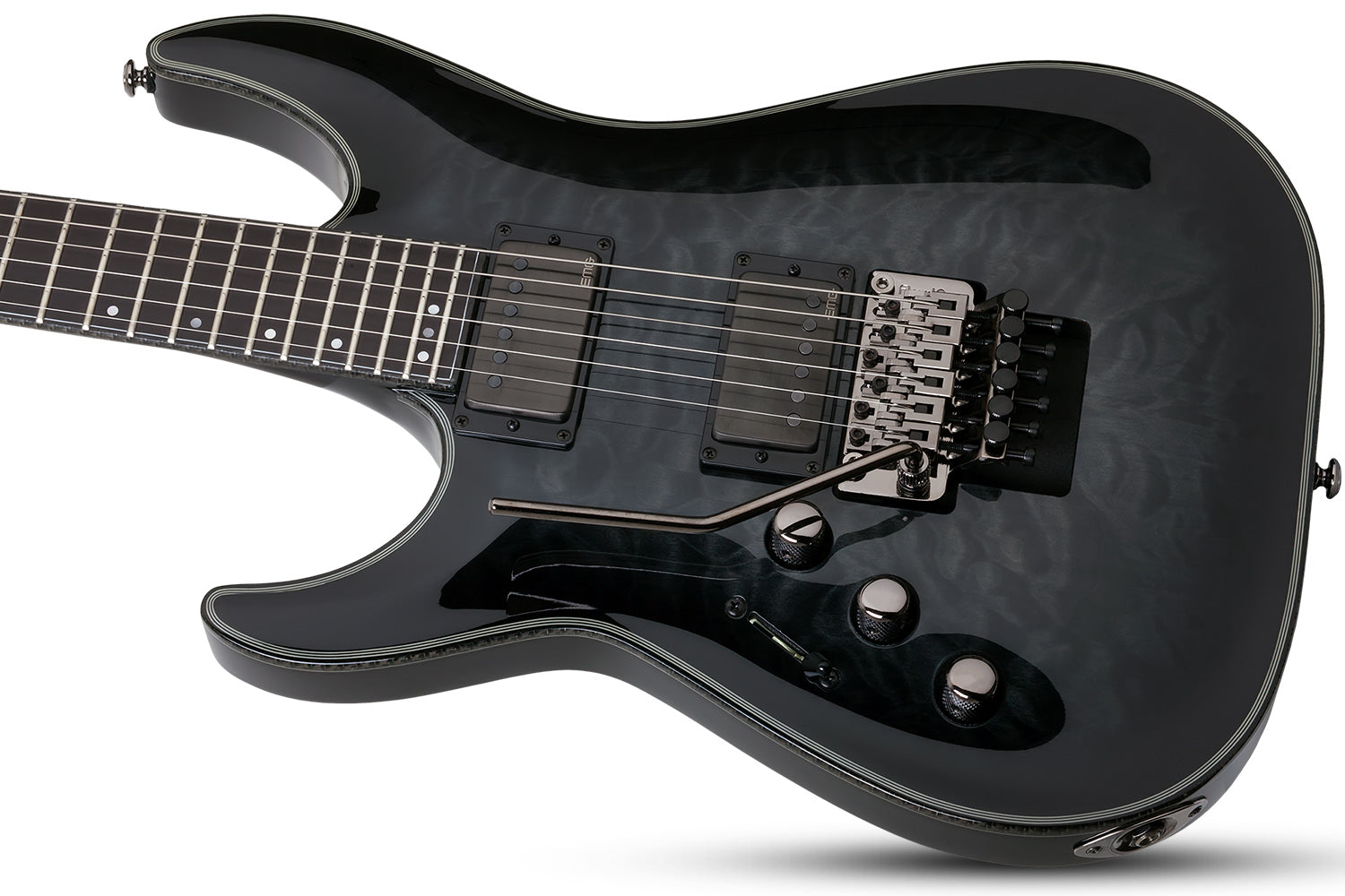 Schecter LEFT HANDED HELLRAISER HR-HYBRID-C-1-FR-LHTBB Trans Black Burst Guitar with FR and EMG 57, 66 Pickups 1929-SHC