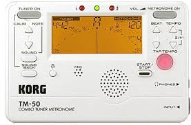 Korg Compact All in one Tuner & Metronome with large LCD displayPearl White TM50PW - L.A. Music - Canada's Favourite Music Store!