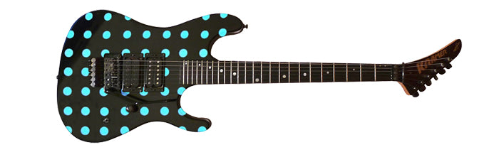 Kramer Nightswan Electric Guitar in Ebony with Blue Dots KNSBBPBF