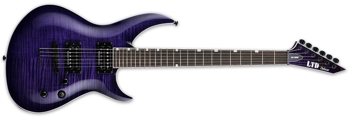 ESP LTD H3-1000 Electric Guitar in See Thru Purple Finish LH31000FMSTPSB