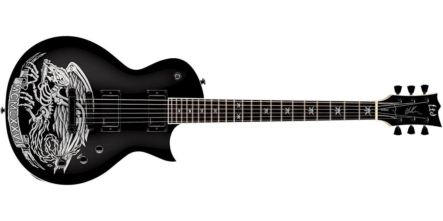 ESP LTD Solid-Body Electric Guitar Signature Warbird Black with Graphic Fishman Pickups LWAWARBIRDF