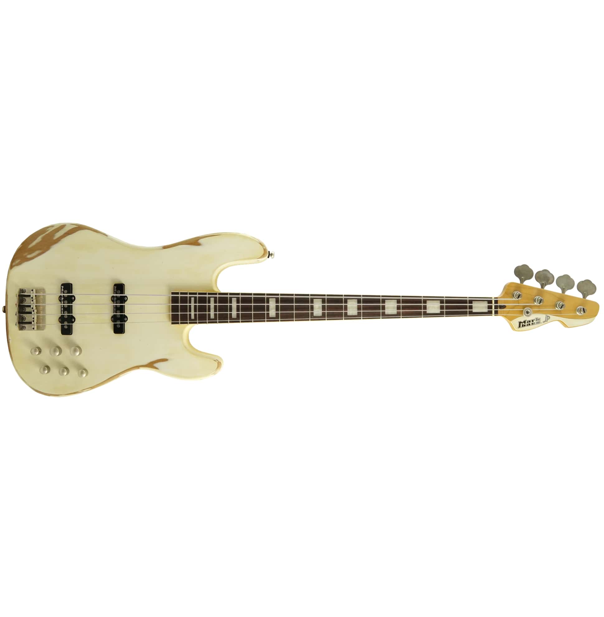 Markbass 4 String JF1 Series Electric Bass With Bag, White Battered MB-JF1-WHTBAT-4-VG-RW