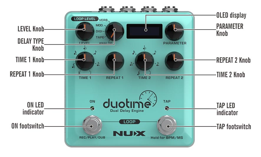 NUX Duotime Dual Delay Pedal NDD-6