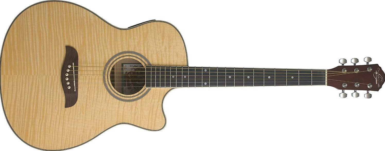 Oscar Schmidt Auditorium Style Acoustic-Electric Guitar - Flame Natural OACEFN-A