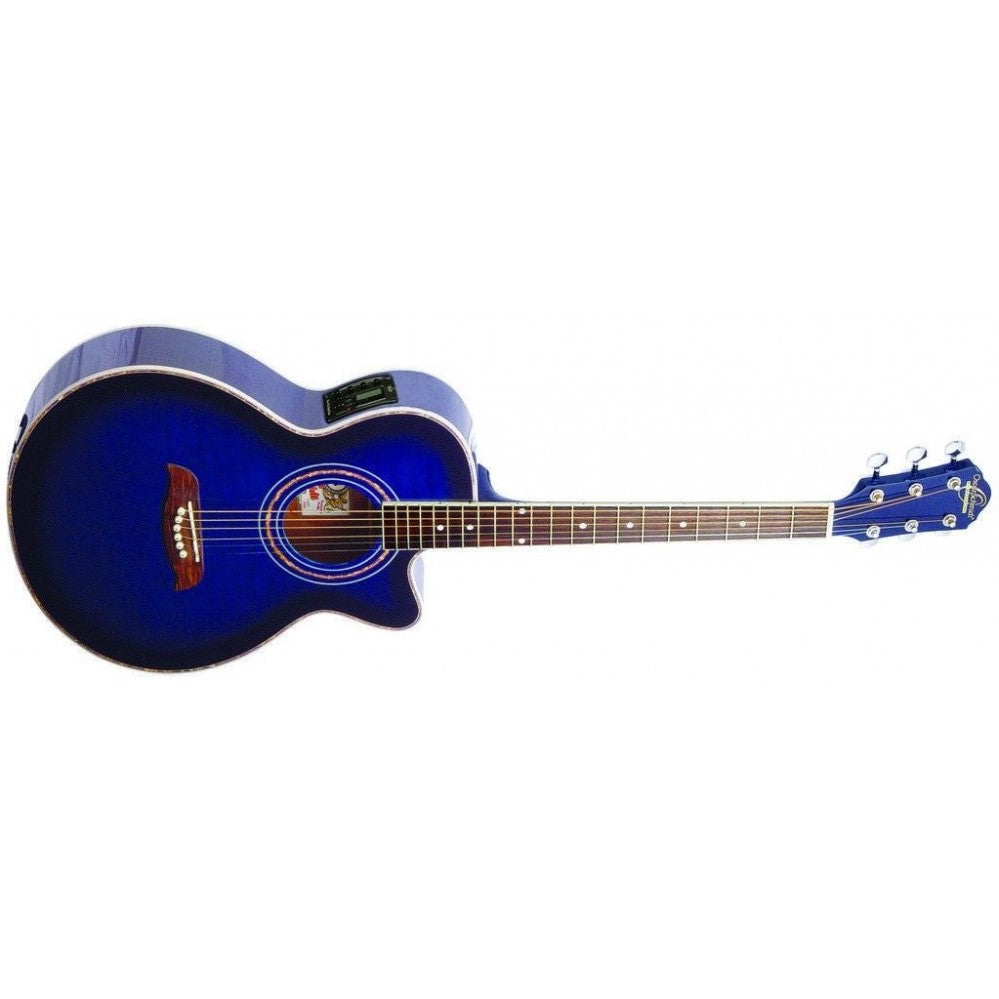 Oscar Schmidt Flame Trans Blue Electric Acoustic Guitar OG10CEFTBL-A