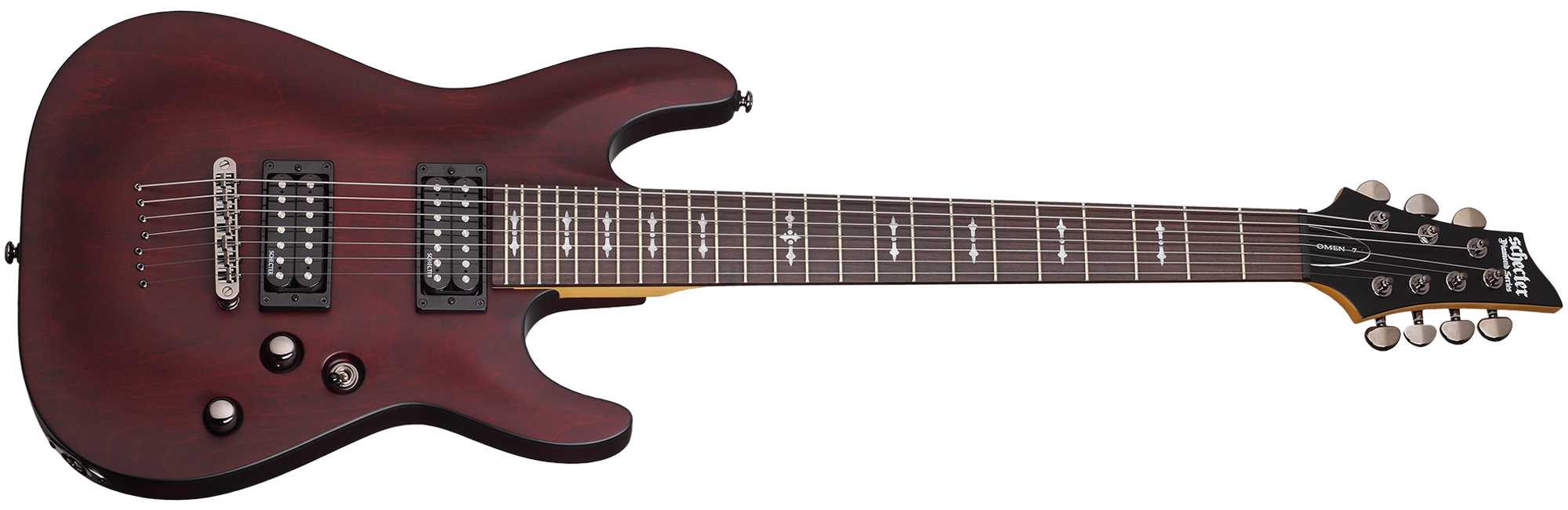 Schecter Omen Series OMEN-7-WSN Walnut Satin 7 String Guitar with Schecter Diamond Plus 2068-SHC