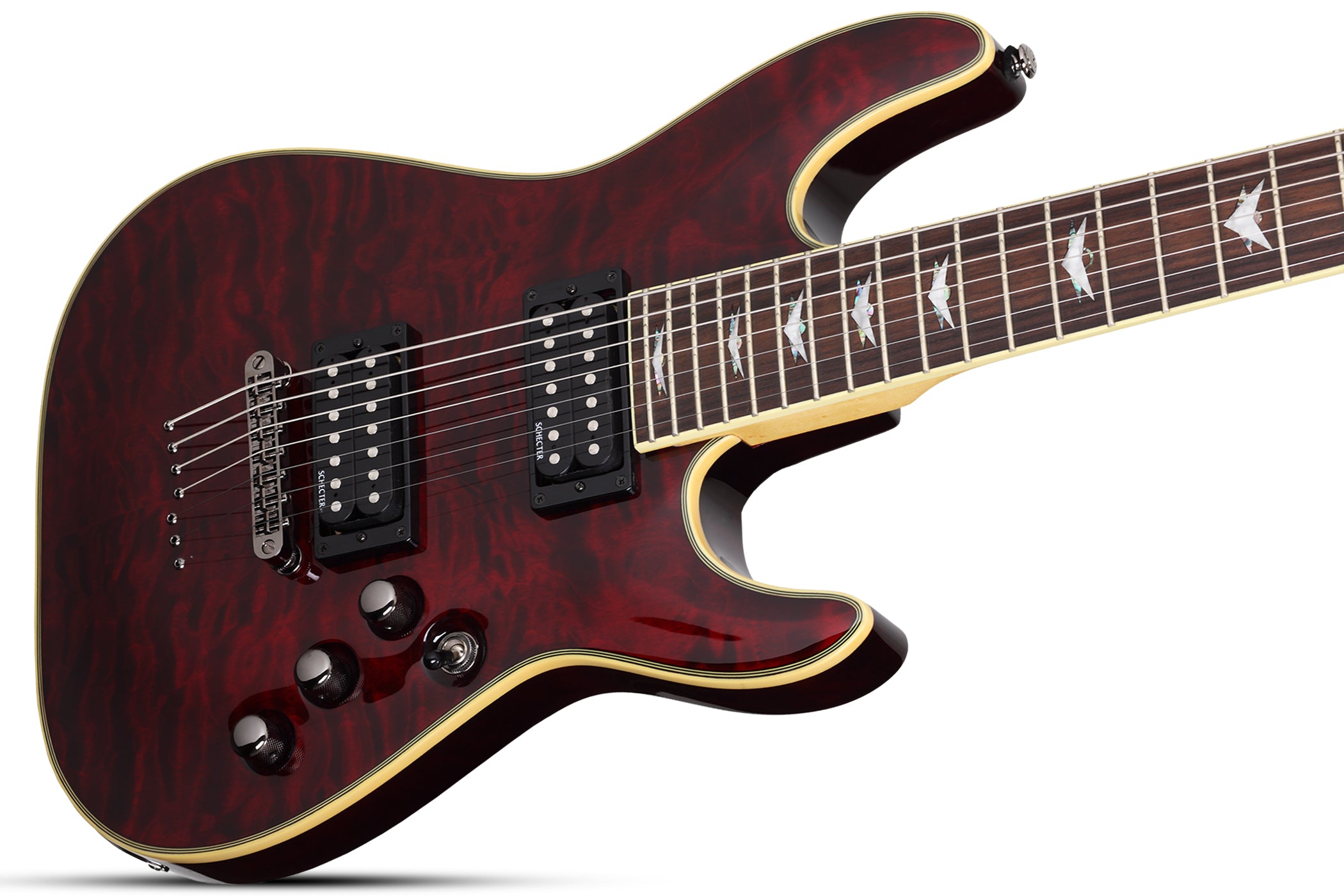 Schecter Omen Series OMEN-EXT-7-BCH Black Cherry Guitar with Schecter Diamond Plus 2008-SHC