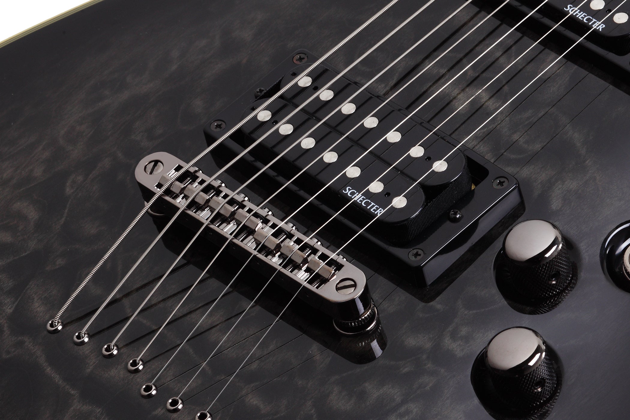 Schecter OMEN-EXT-7-STBLK See Thru Black Guitar with Schecter Diamond Plus 2007-SHC