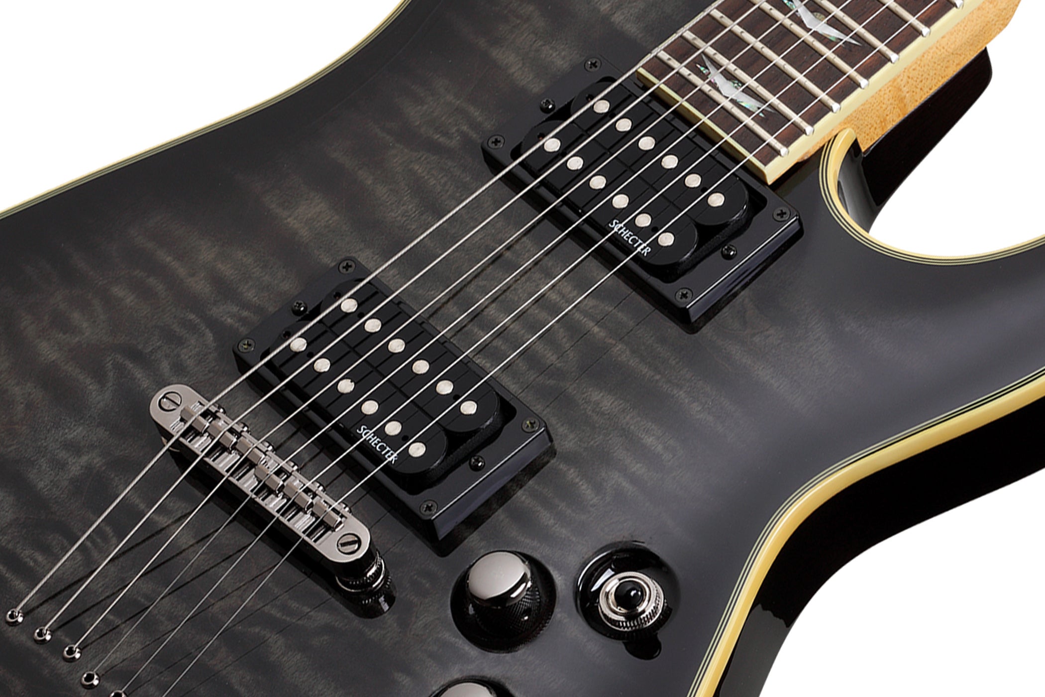 Schecter Omen Series OMEN-EXT-6-STBLK See-Thru Black Guitar with Schecter Diamond Plus 2025-SHC