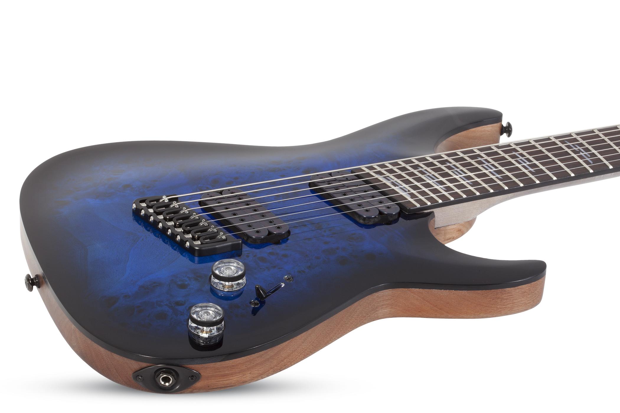 Schecter Omen Elite-7 Multiscale 7 String  See-Thru Blue Burst 2464-SHC