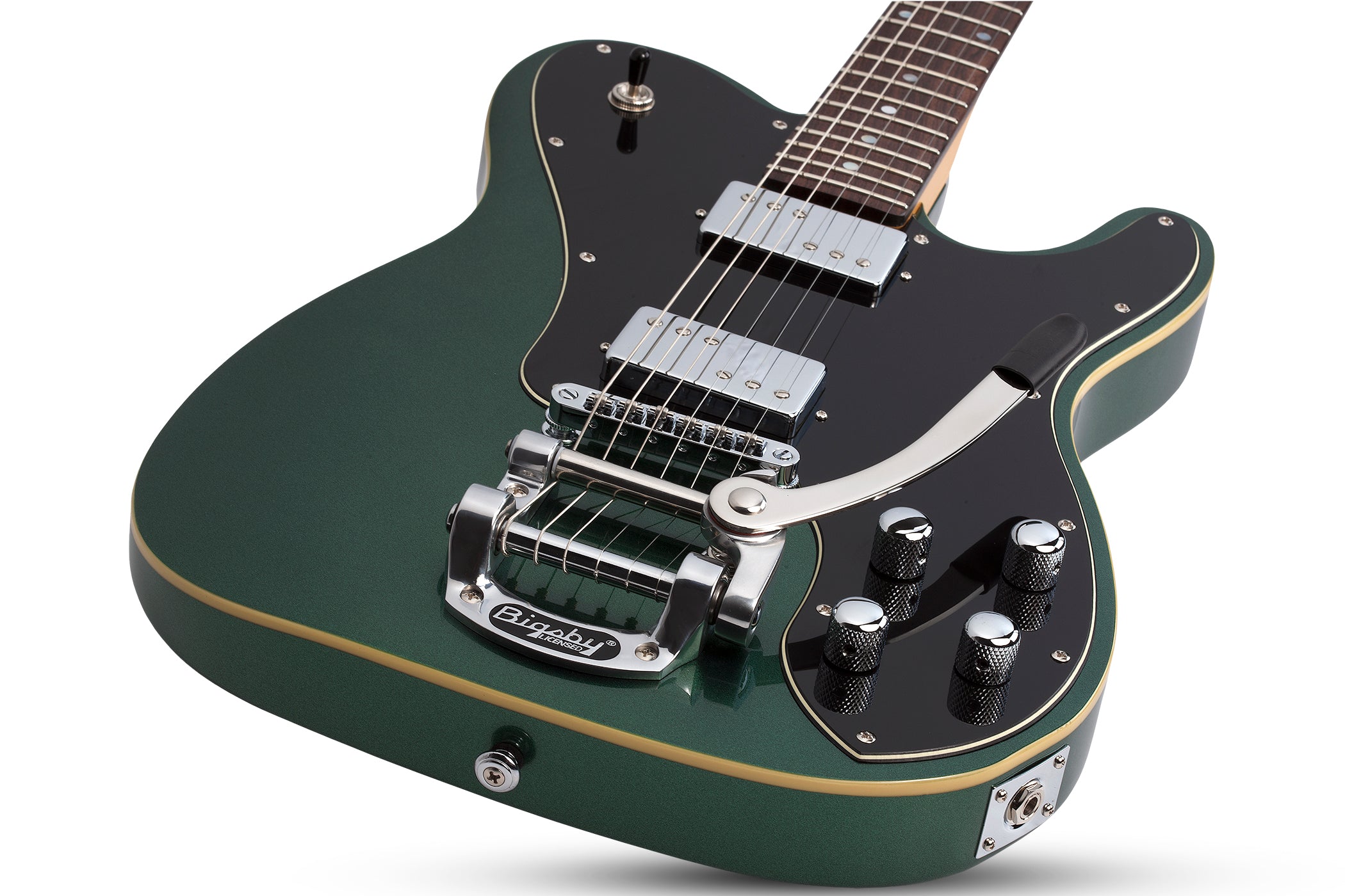 Schecter PT-FASTBACK-II-B-DEG Dark Emerald Green Guitar w Bigsby and Schecter SuperRock 2210-SHC