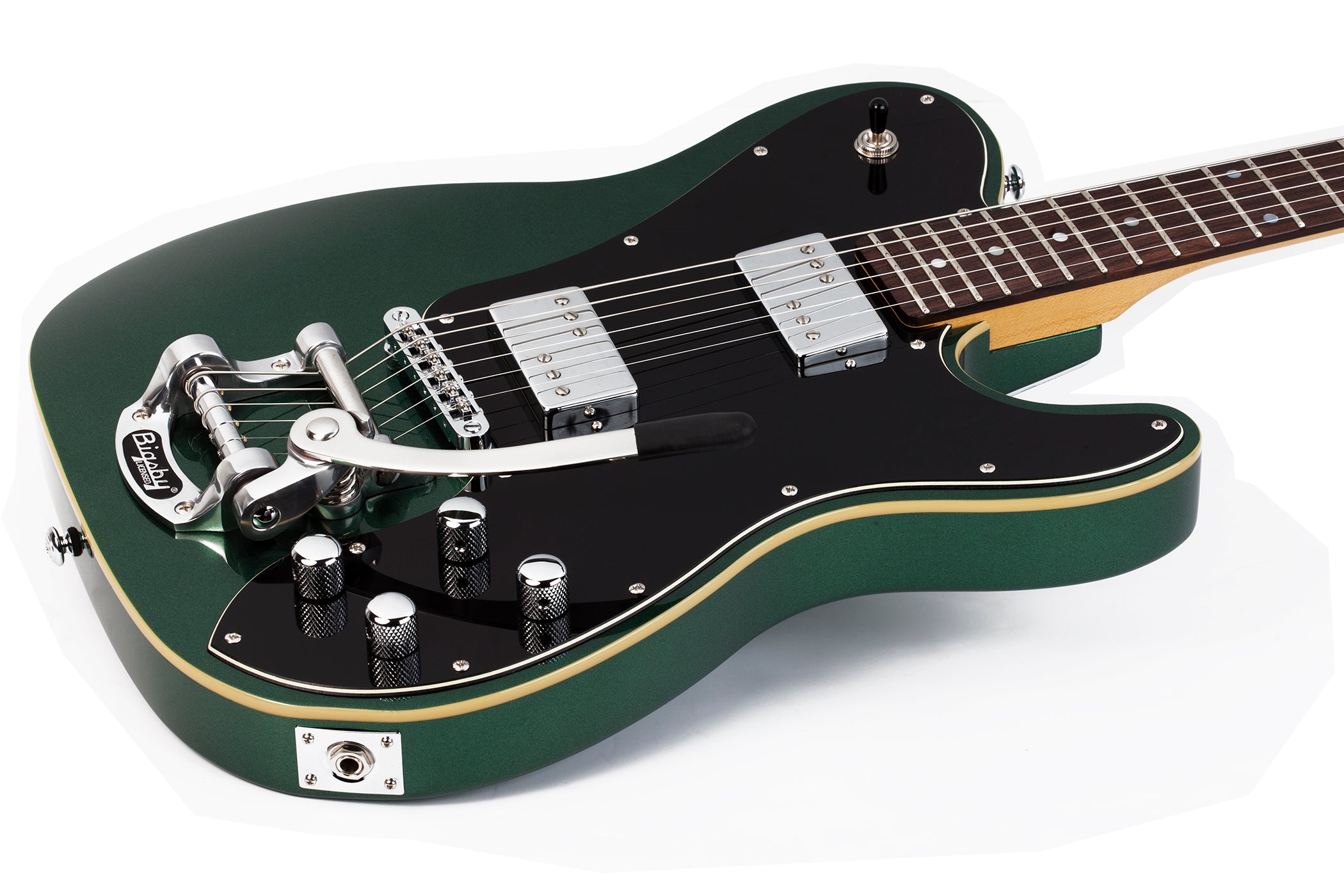 Schecter PT-FASTBACK-II-B-DEG Dark Emerald Green Guitar w Bigsby and Schecter SuperRock 2210-SHC