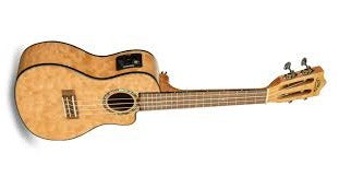 Lanikai and Kohala Quilted Maple Natural Stain Cutaway Electric Concert Ukulele With Fishman Kula Preamp