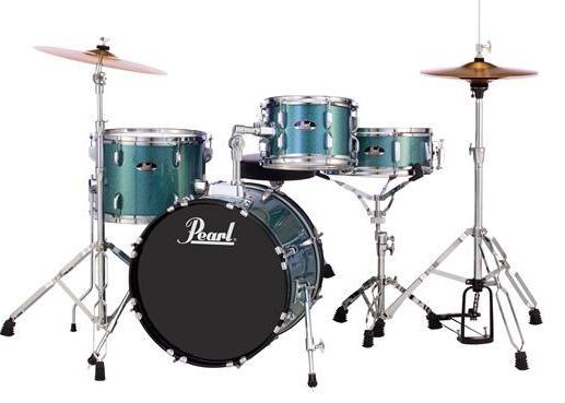 Pearl Roadshow Complete 4 Piece Drum Set with 18 Inch Bass Drum, Hardware and Cymbals, Aqua Blue Glitter RS584CC703