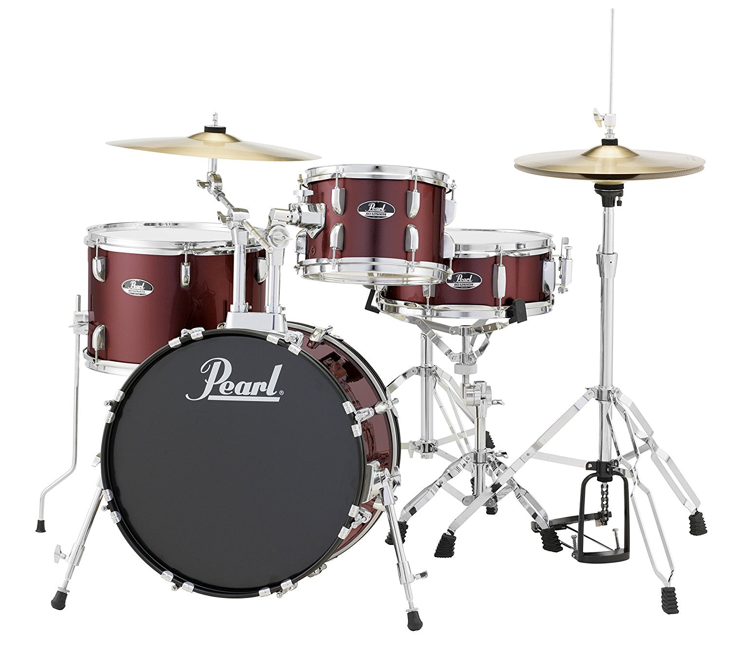 Pearl RS584CC91 1812,1007,1410,13X5 4PC SET With STANDS AND CYMBALS RED WINE