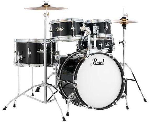 Pearl Junior 5-Piece Drum Set w/ 16" Bass Drum, Hardware and Cymbals - Jet Black RSJ465CC31