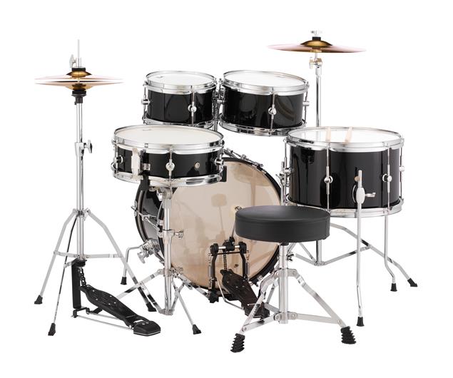 Pearl Junior 5-Piece Drum Set w/ 16" Bass Drum, Hardware and Cymbals - Jet Black RSJ465CC31