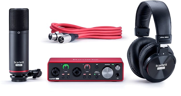 Focusrite 2 In / 2 Out USB Recording Recording Bundle w/ Headphones and Condenser Microphone SCARLETT-STUDIO-3RD-GEN