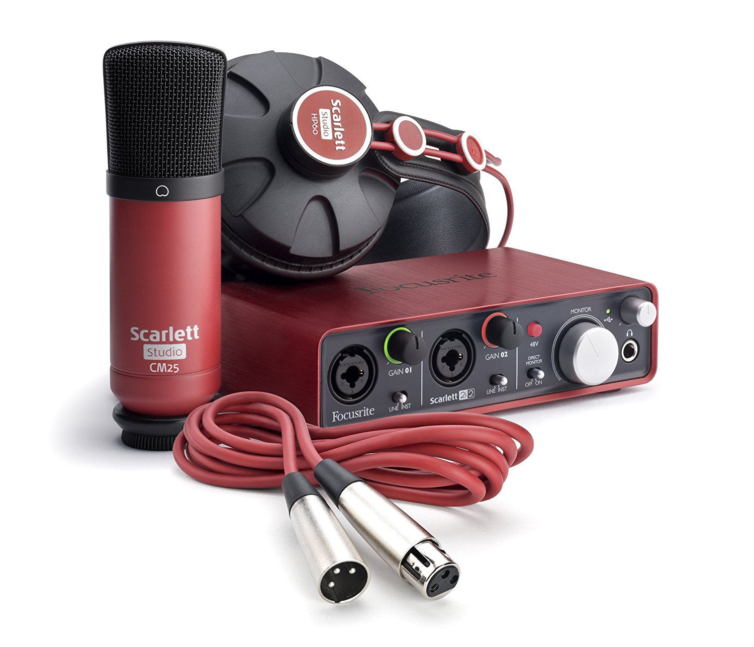 Focusrite Scarlett Studio 2i2 - Complete Recording Package for Musicia