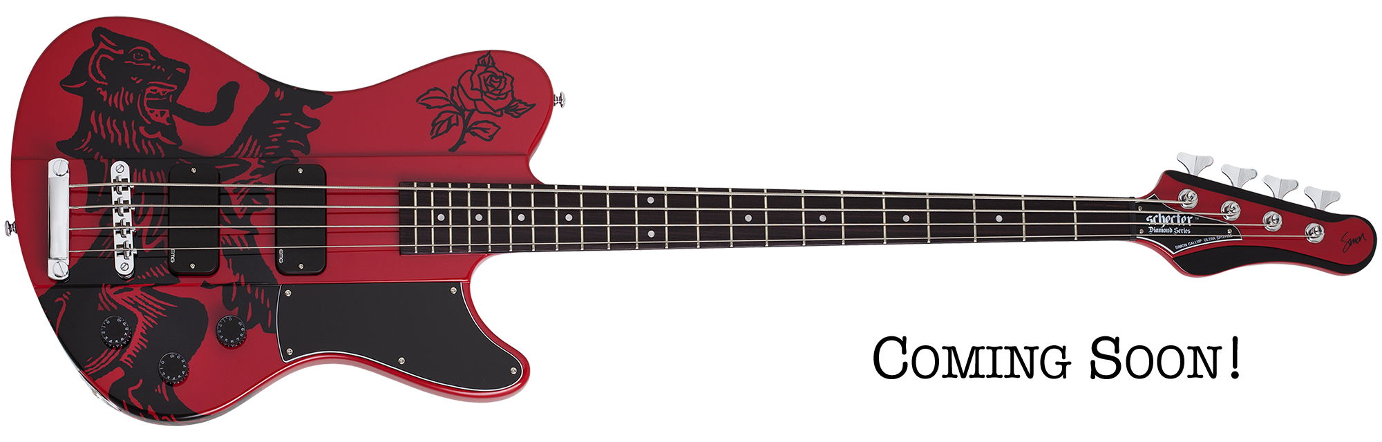 Schecter Simon Gallup Ultra Spitfire Electric Bass in Red 2266-SHC