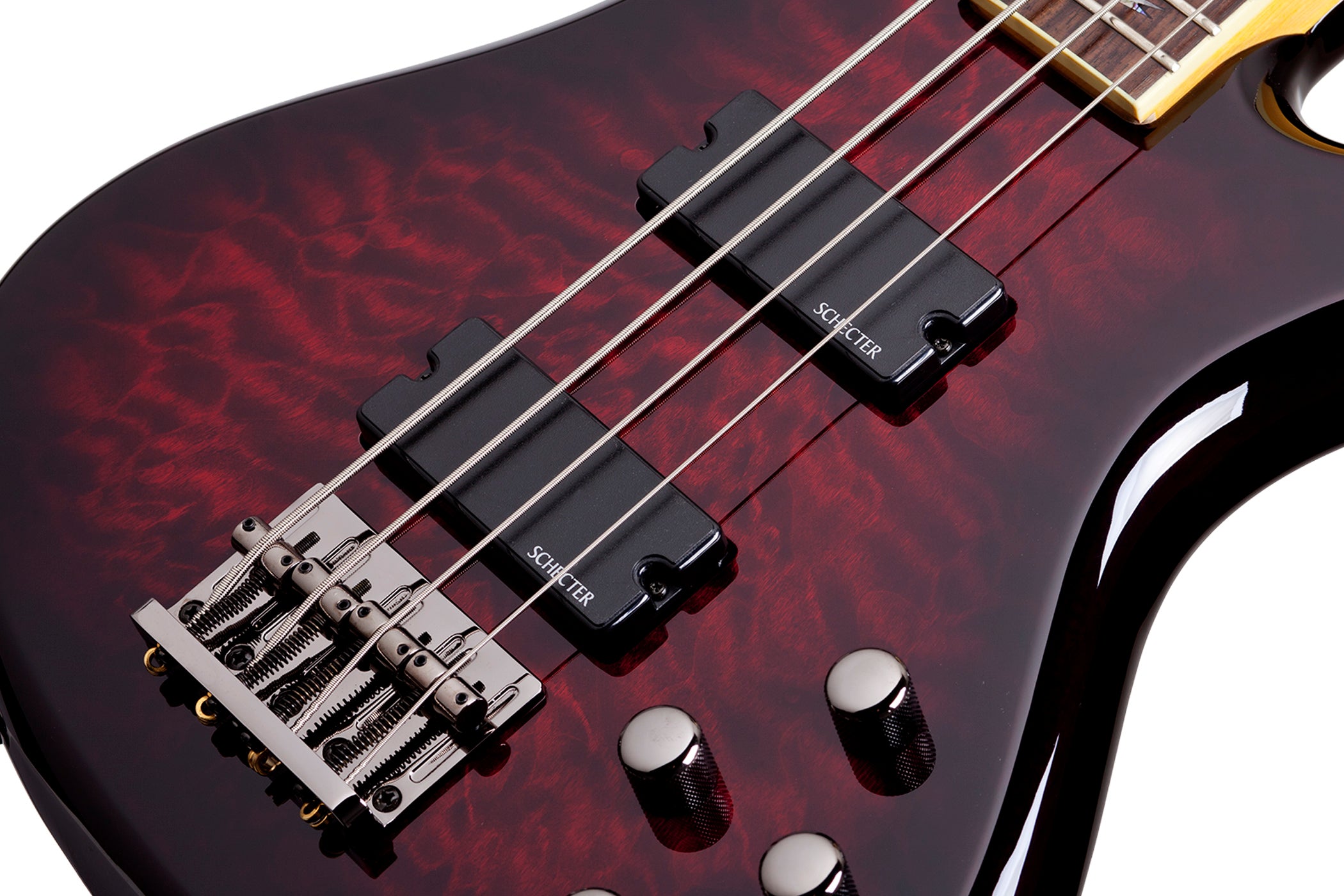 Schecter STILETTO-EXT-4-LH-BCH Black Cherry 4 String Bass with Schecter Diamond Bass 2507-SHC