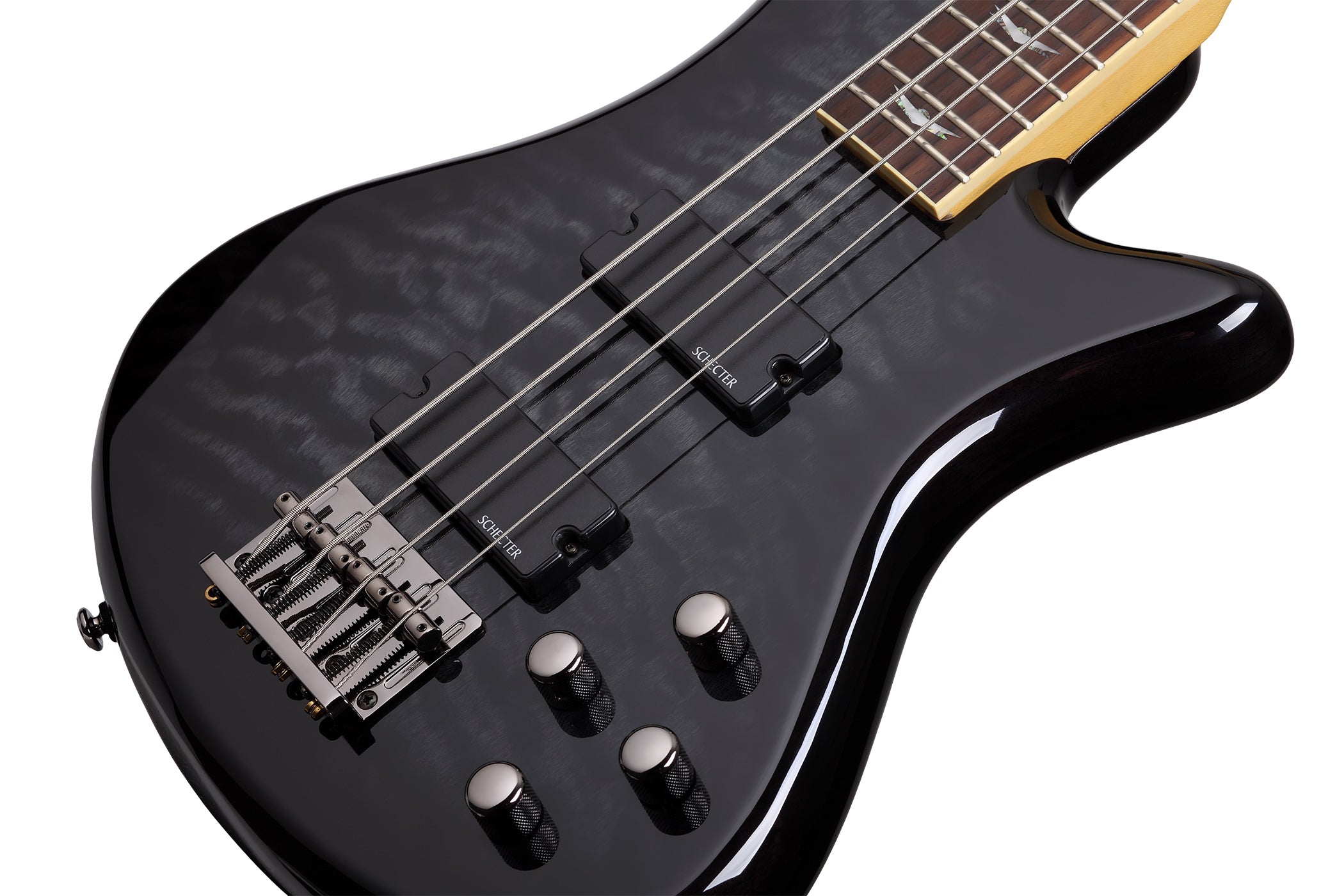 Schecter Stiletto Series STILETTO-EXT-4-STBLK See-Thru Black 4 String Bass with Schecter Diamond Bass 2503-SHC