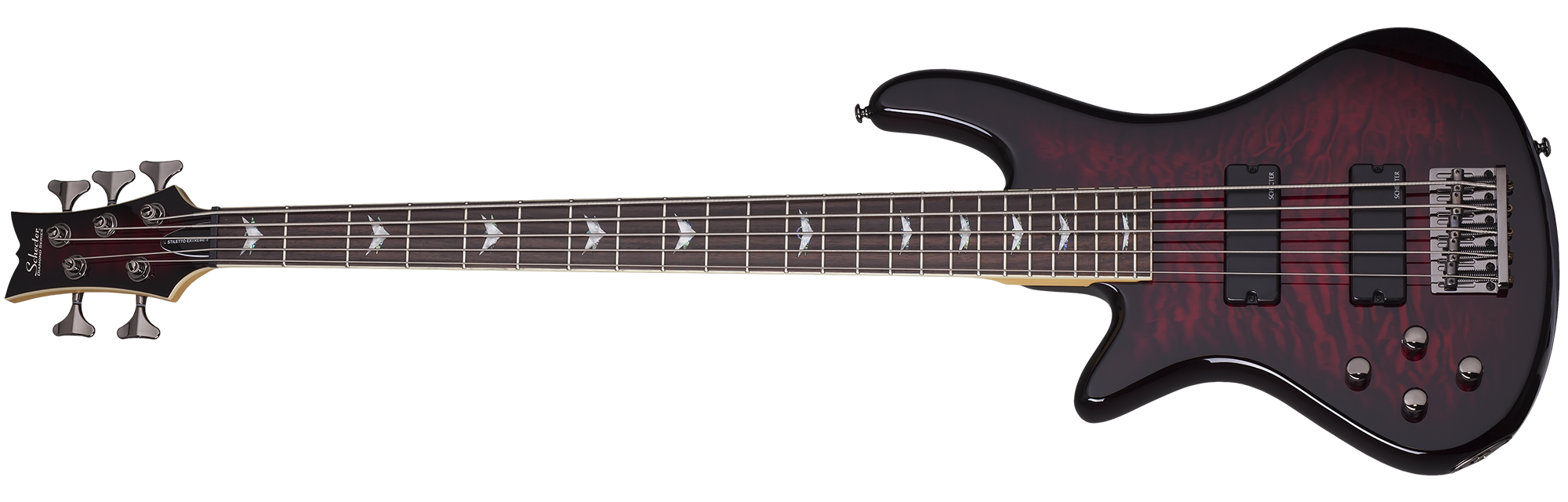 Schecter STILETTO-EXT-5-LH-BCH Black Cherry 5 String Bass with Schecter Diamond Bass 2508-SHC