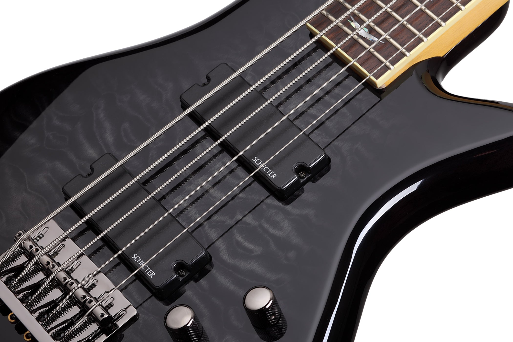 Schecter STILETTO-EXT-5-STBLK See Thru Black 5 String Bass with Schecter Diamond Bass 2504-SHC