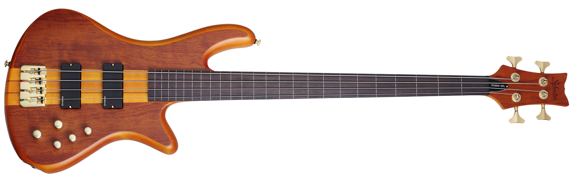 Schecter STILETTO STU 4FL HSN Honey Satin 4 String Bass with EMG HZ Pickups 2750-SHC