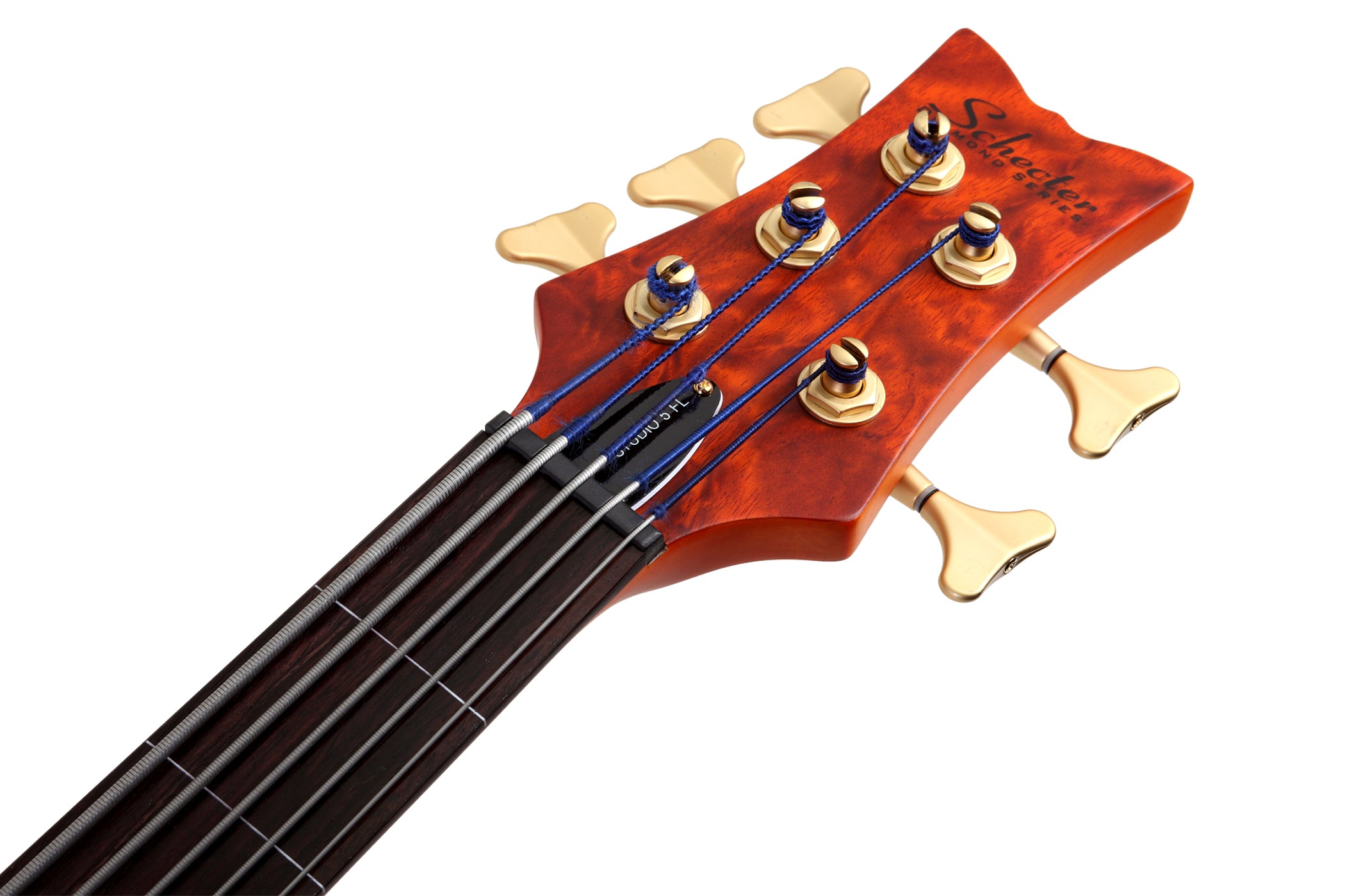 Schecter SSTILETTO-STU-5FL-LH-HSN Left Handed Honey Satin 5 String Bass Fretless with EMG HZ Pickups 2775-SHC