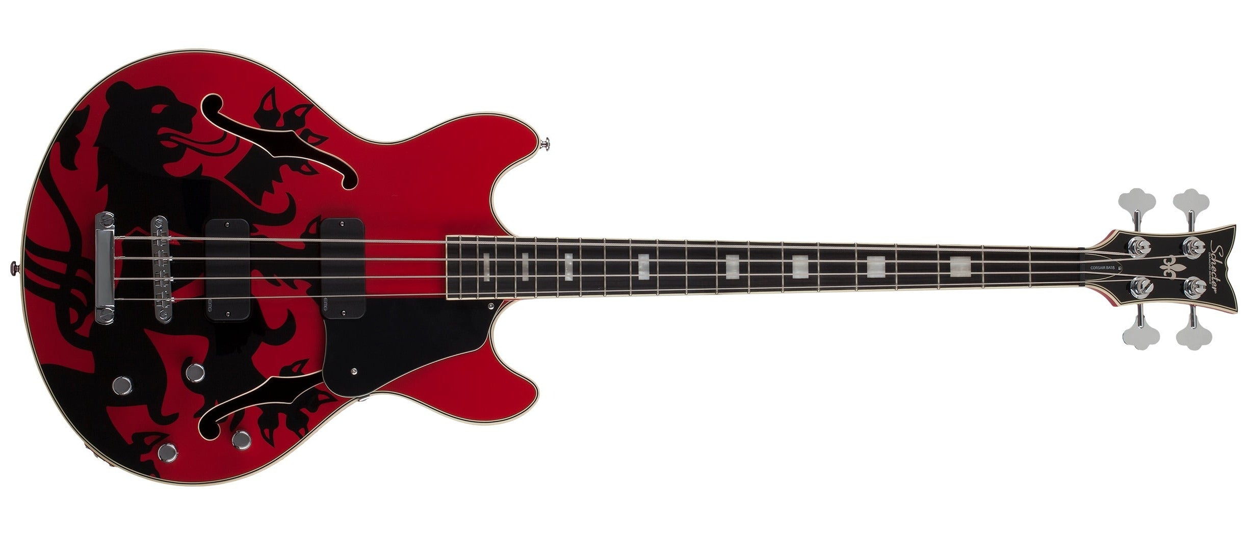 Schecter Simon Gallup Corsair Electric Bass, Red Black 2240-SHC