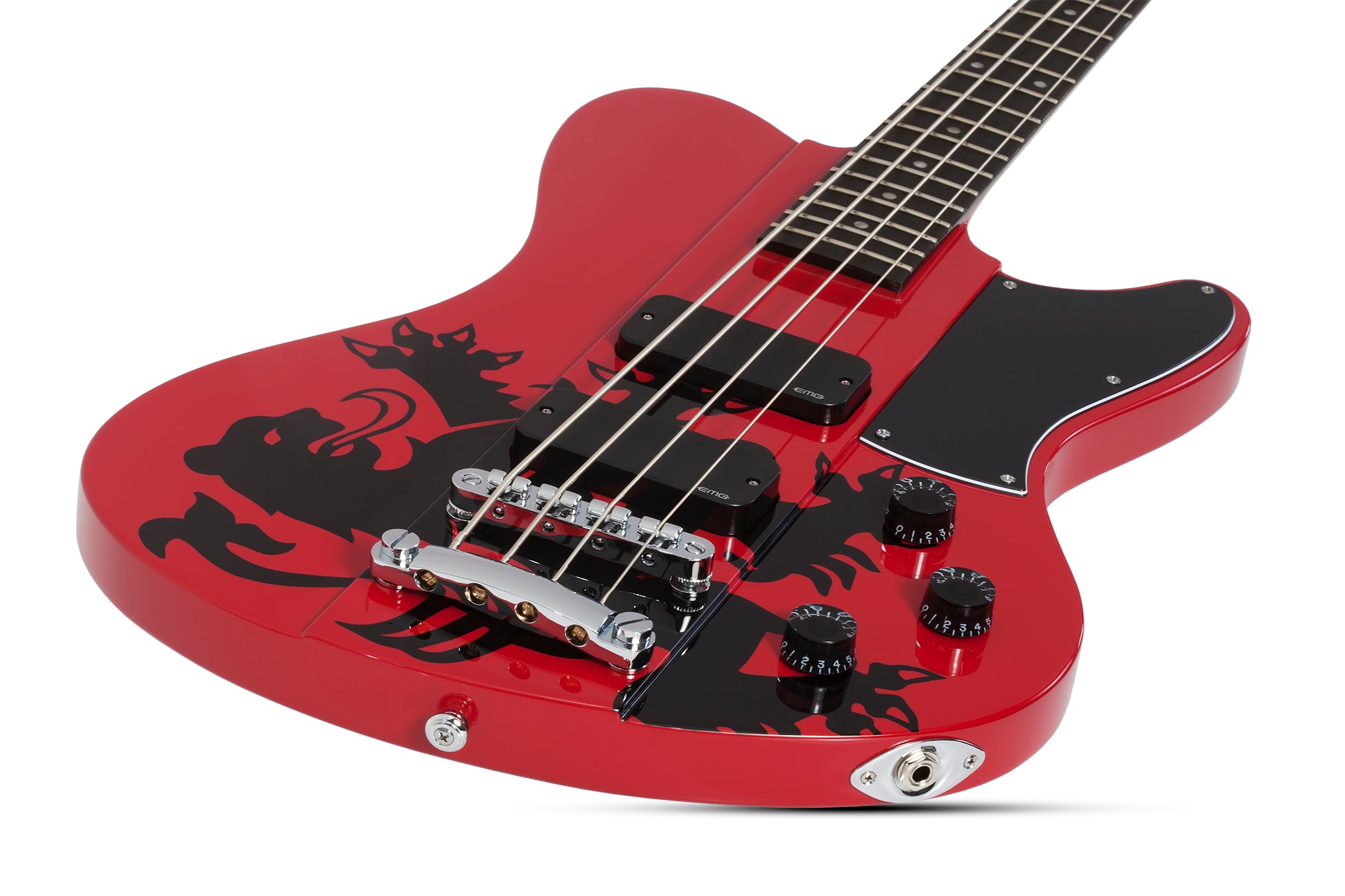 Schecter Simon Gallup Ultra Electric Bass, Red Black 2241-SHC