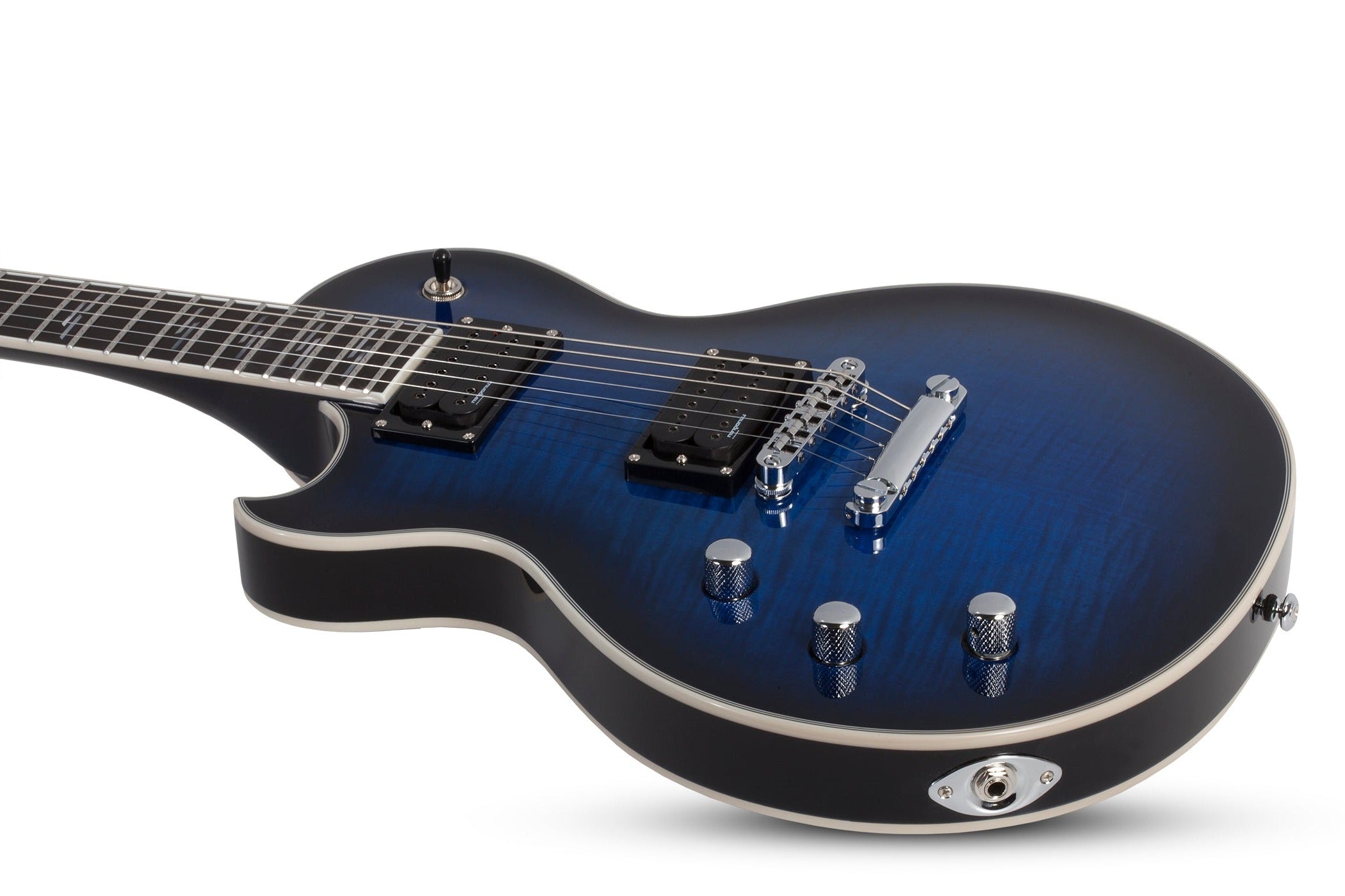 Schecter LEFT HANDED Solo-II Supreme in See Thru Blue Burst 2593-SHC