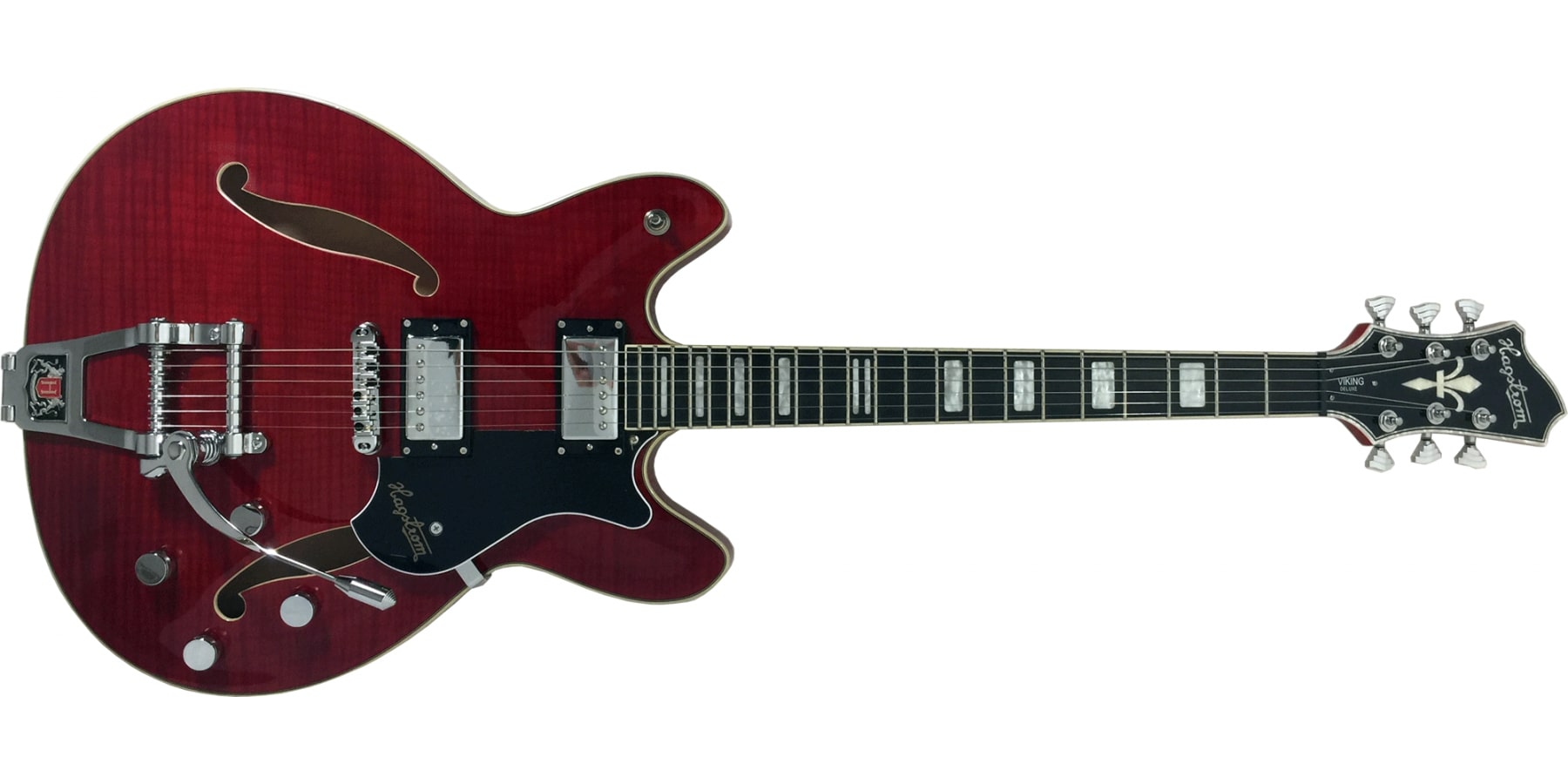 Hagstrom Tremar Viking Deluxe 6-String Electric Guitar, Wild Cherry Transparent TREVIDLX-WCT