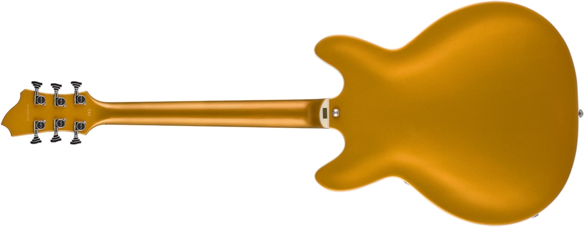 Hagstrom Justin York Viking Semi-Hollow Dual-Humbucker Electric Guitar, Gold VIK-GJY